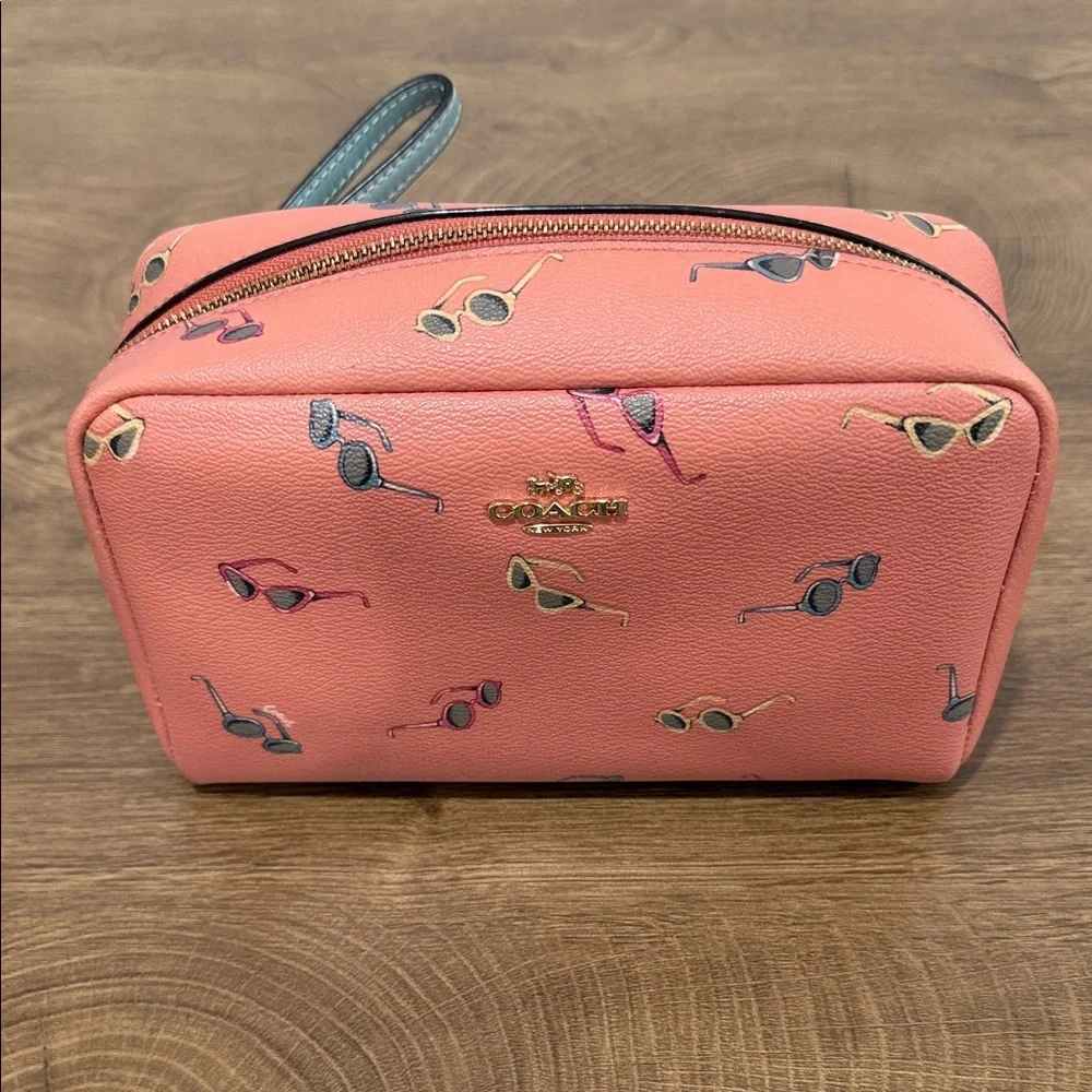 Coach Pink Sunglasses Print Cosmetic Case